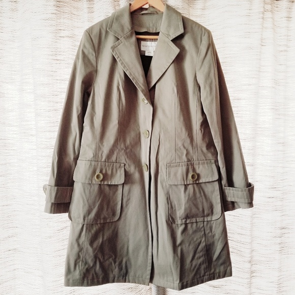 Worthington Short Trench Coat Sage Green Large - Picture 2 of 8